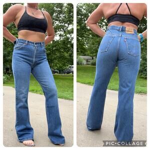 Vintage 90s Levi's 517 Orange Tab Boot Cut Blue Jeans Carolyn Kennedy 36x34
